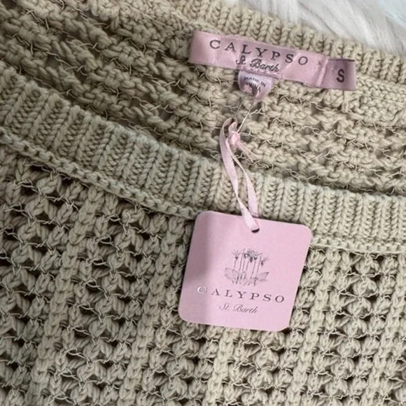 Calypso St. Barth Varinka Beige Open-Knit Sweater size small $350 - Picture 6 of 11